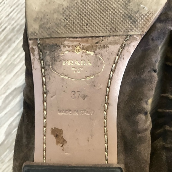 Prada Women's Dark Brown Suede Loafers - Picture 7 of 9